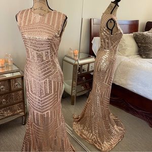 Rose gold sequin dress